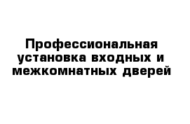 Профессиональная установка входных и межкомнатных дверей